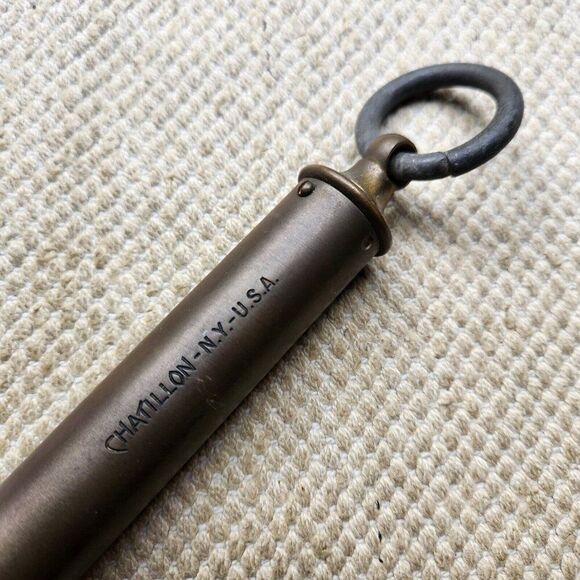 CHATILLON 75 LB Tube Hook Vertical Scale Made in NY USA Functional 13.5" Brass - Picture 1 of 6